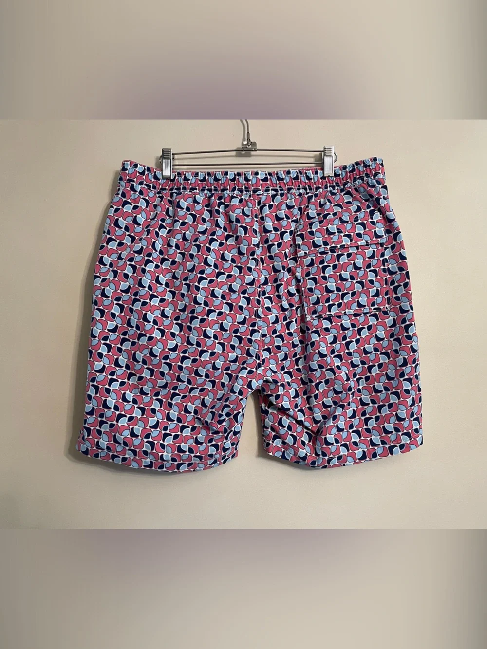 Psycho Bunny Pink Navy Geometric Swim Trunks size XL